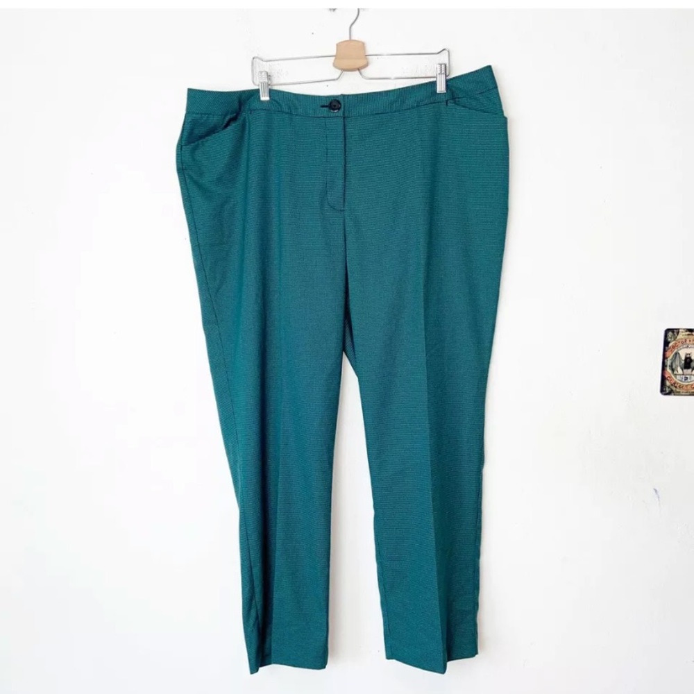 Worthington Teal and Black Houndstooth Pants